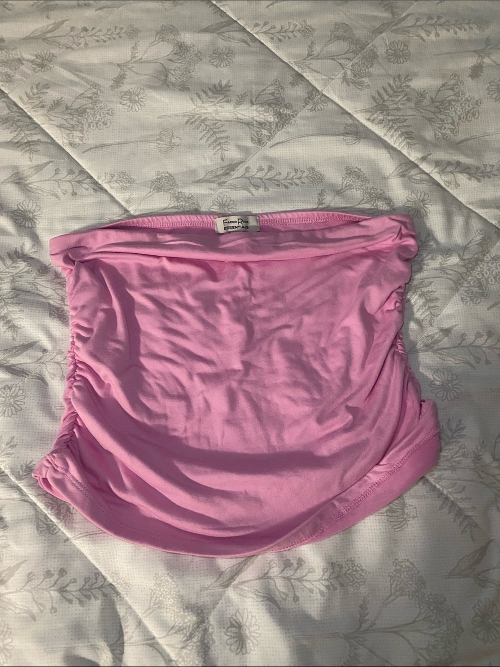Faded Rose  Pink Ruched Crop Tube Top